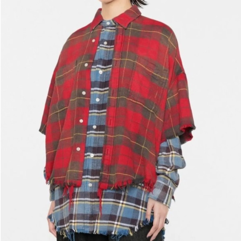 R13 Plaid Check Layered Shirt